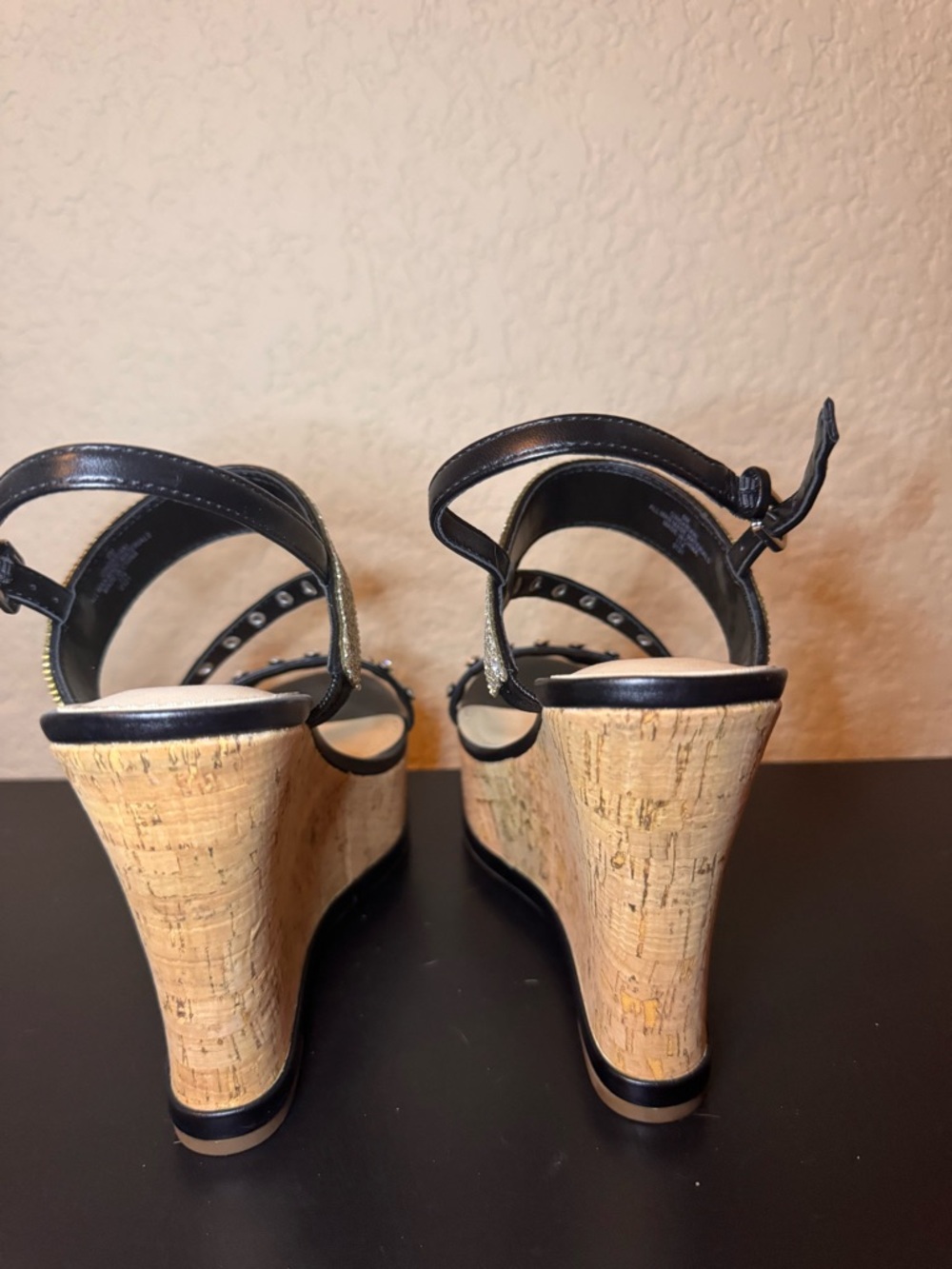 Guess Black Rhinestone Platform Sandals - Picture 5 of 6